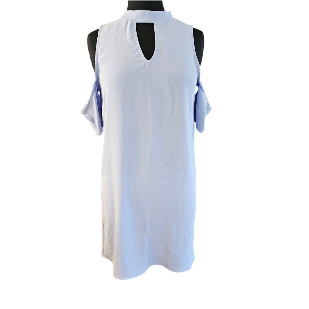 Everly Cold Shoulder Spring Dress Pale Blue Small Timless Classic Style Keyhole